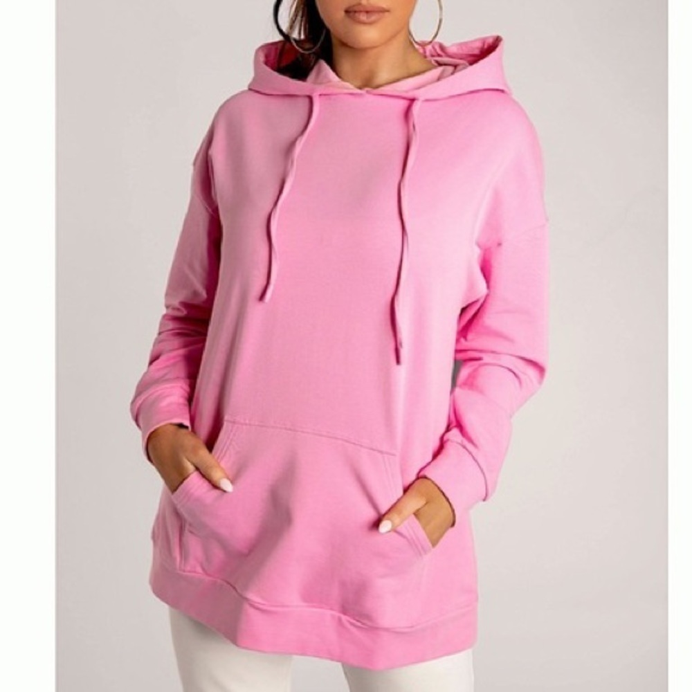 Meshki Pink Hoodie pullover sweater oversized relaxed lounge xs I am gia street